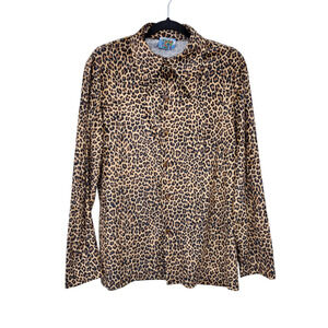 Tripp NYC Leopard Print Top Button up Women's Size XL